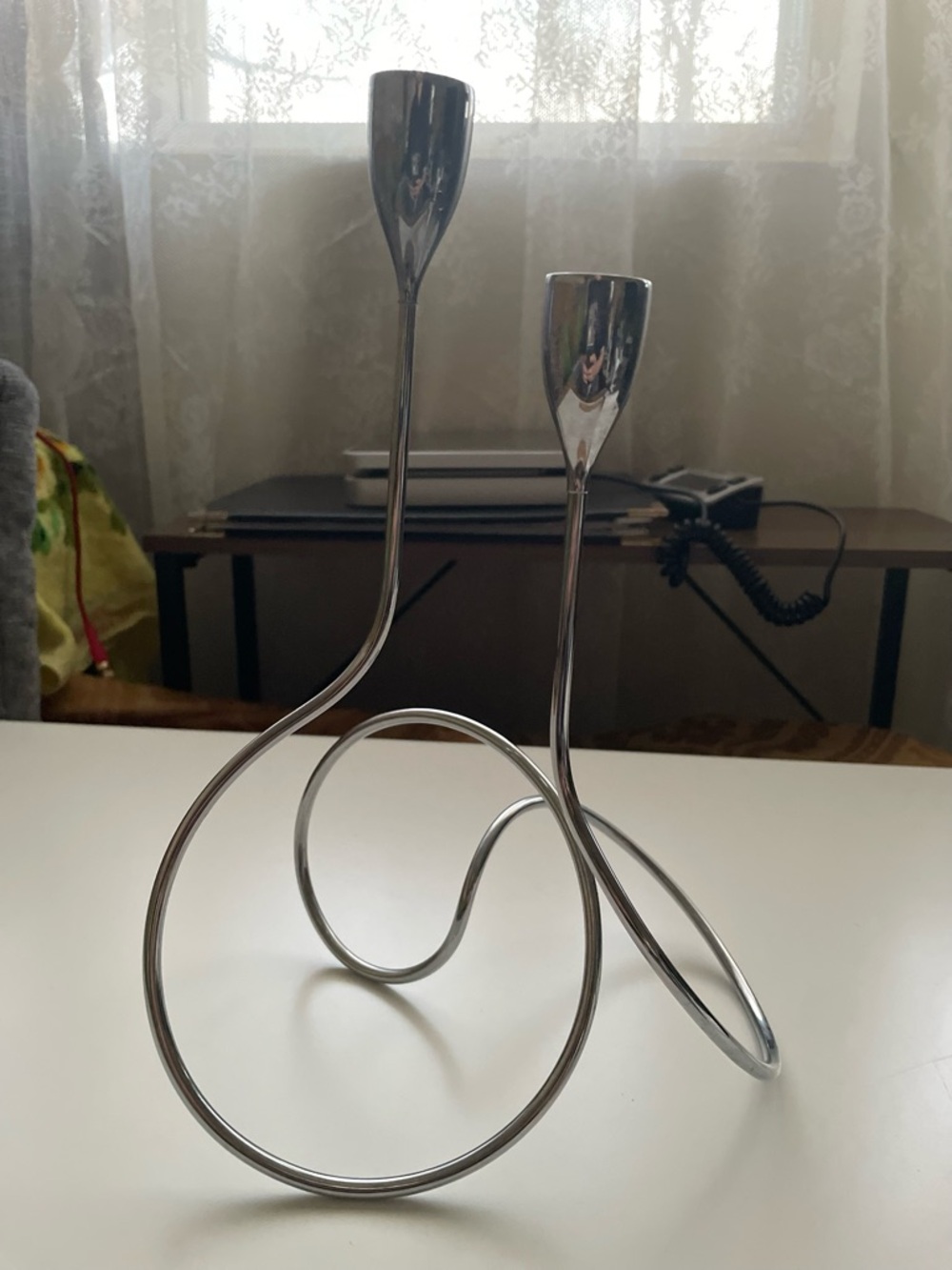1 Modern Stylish Black and Blum Candelabra Candle Holder for 2 Candles